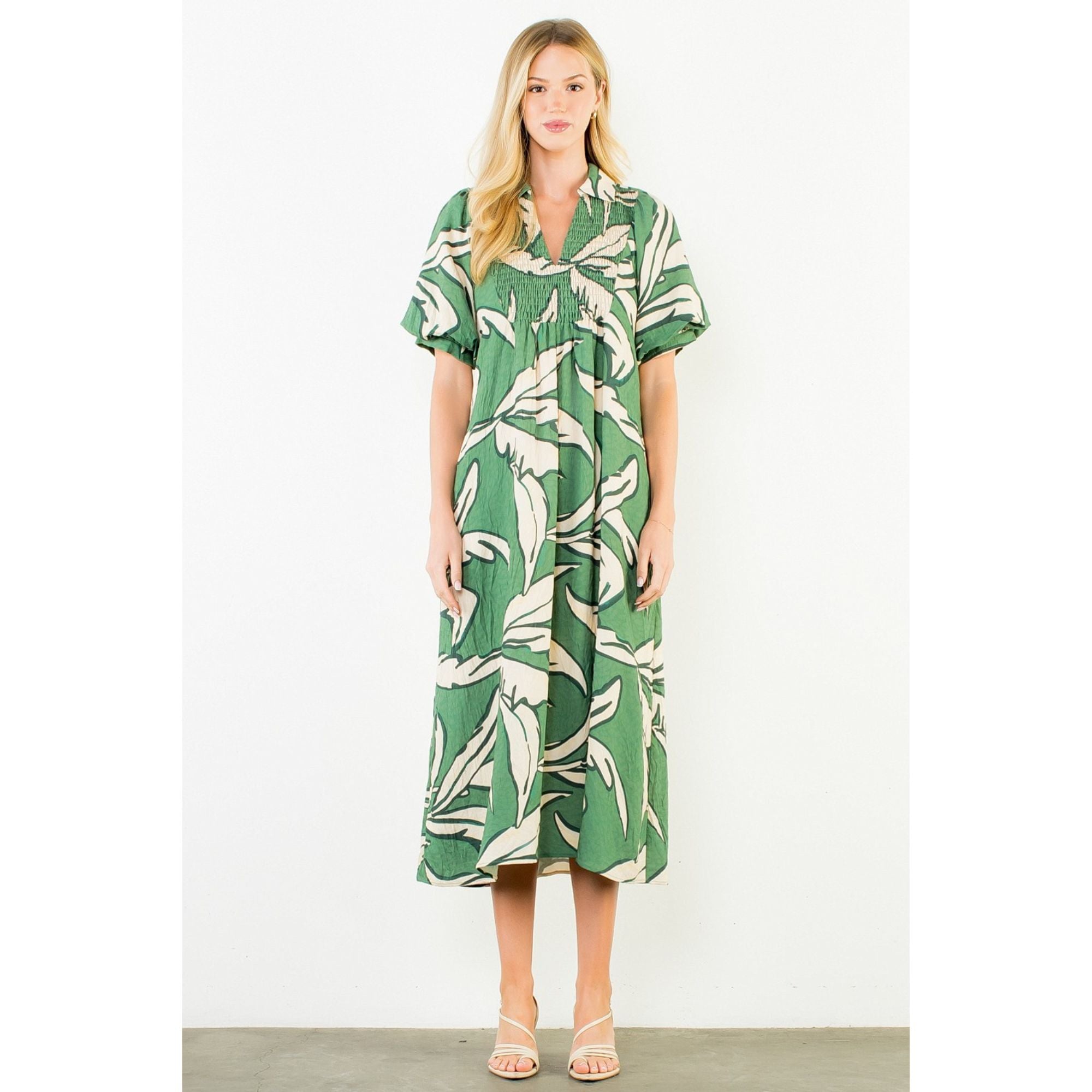 Geometric Print Maxi Dress Green / L