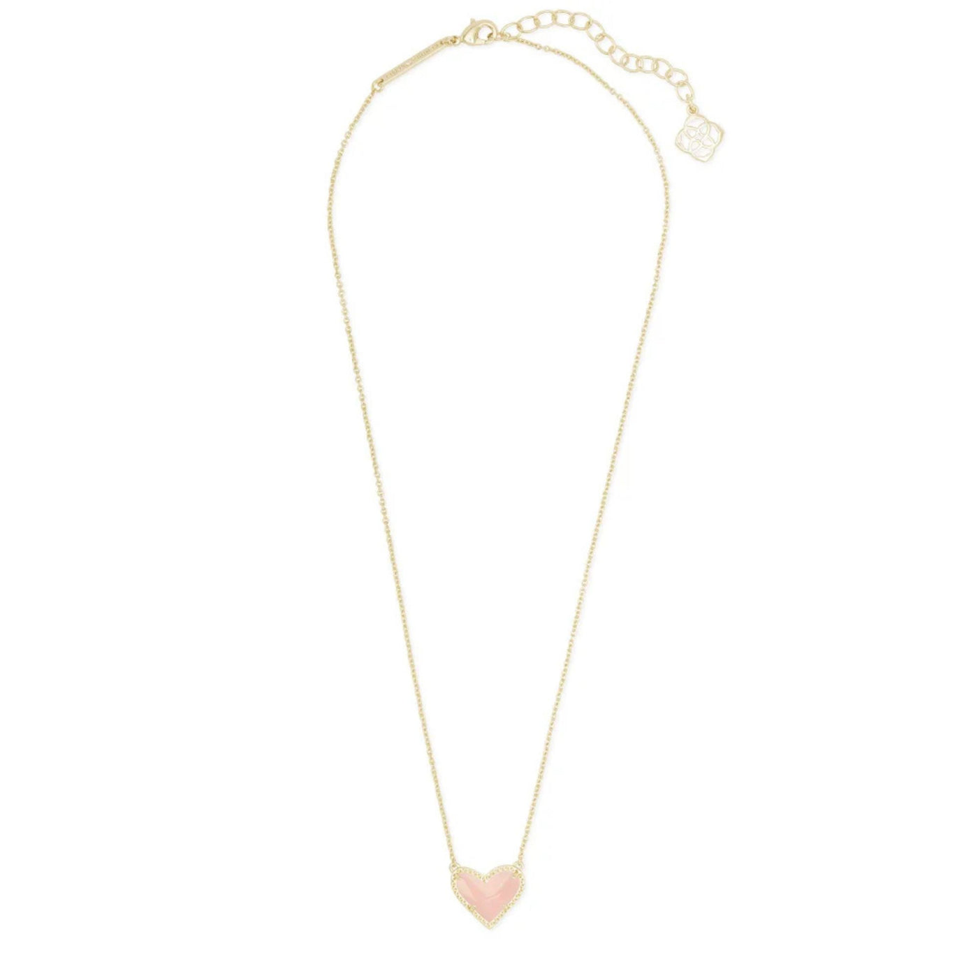 Ari Heart Gold Pendant Necklace in Rose Quartz
