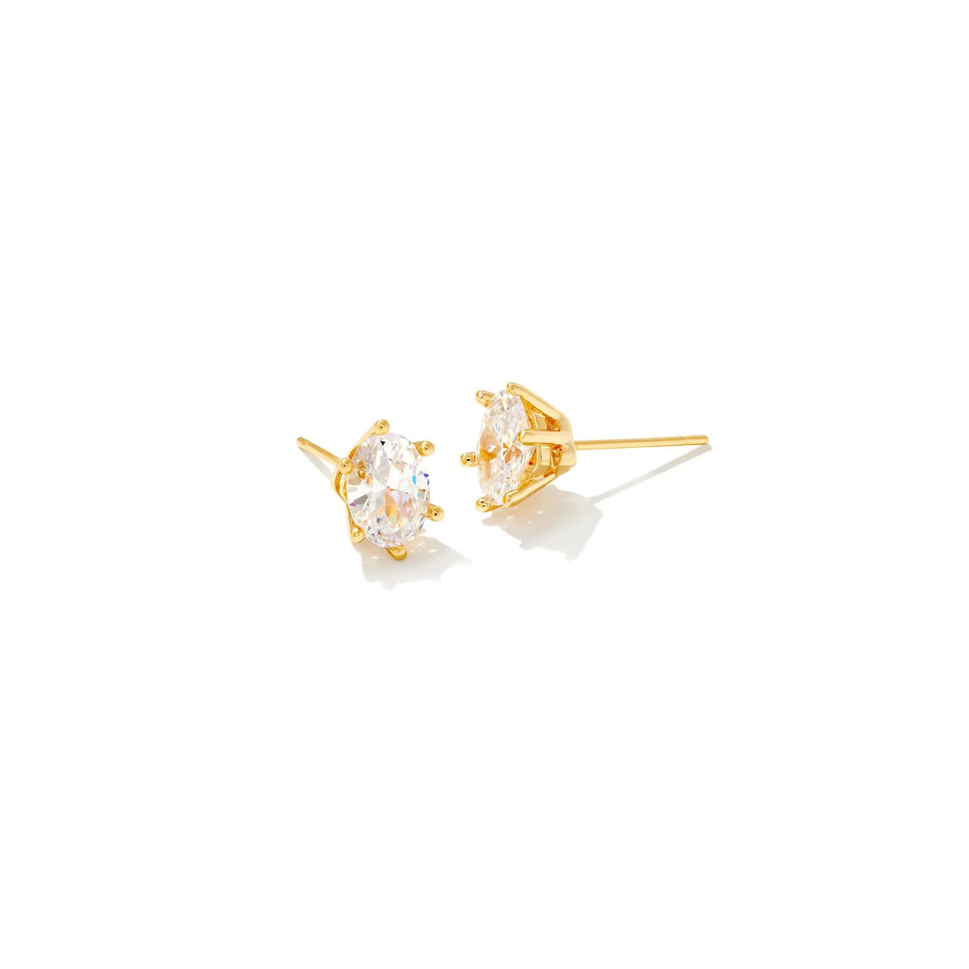 Cailin Gold Crystal Stud Earrings in White CZ