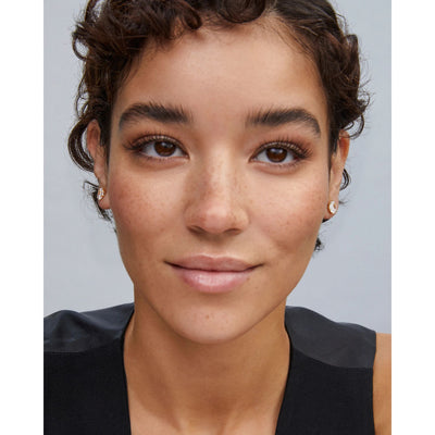 Cailin Gold Crystal Stud Earrings in White CZ