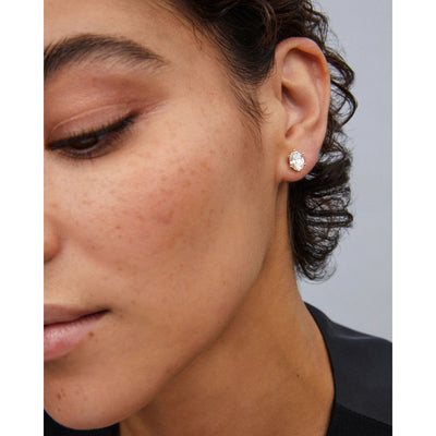 Cailin Gold Crystal Stud Earrings in White CZ