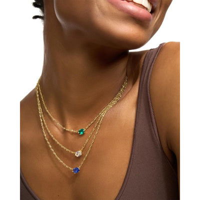 Cailin Gold Pendant Necklace in Blue Crystal