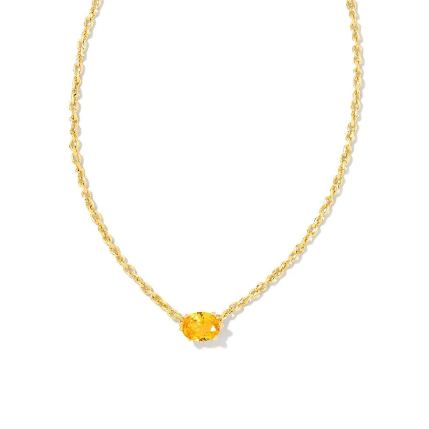 Cailin Gold Pendant Necklace in Golden Yellow Crystal