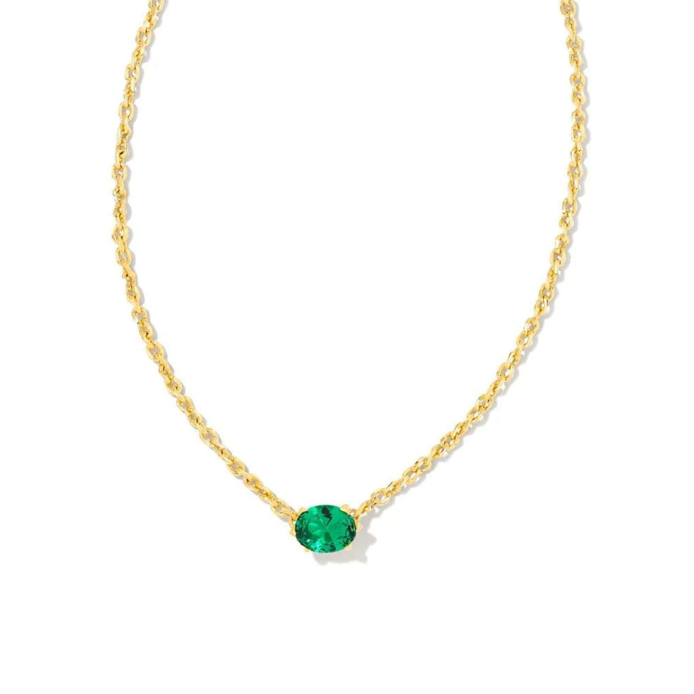 Cailin Gold Pendant Necklace in Green Crystal