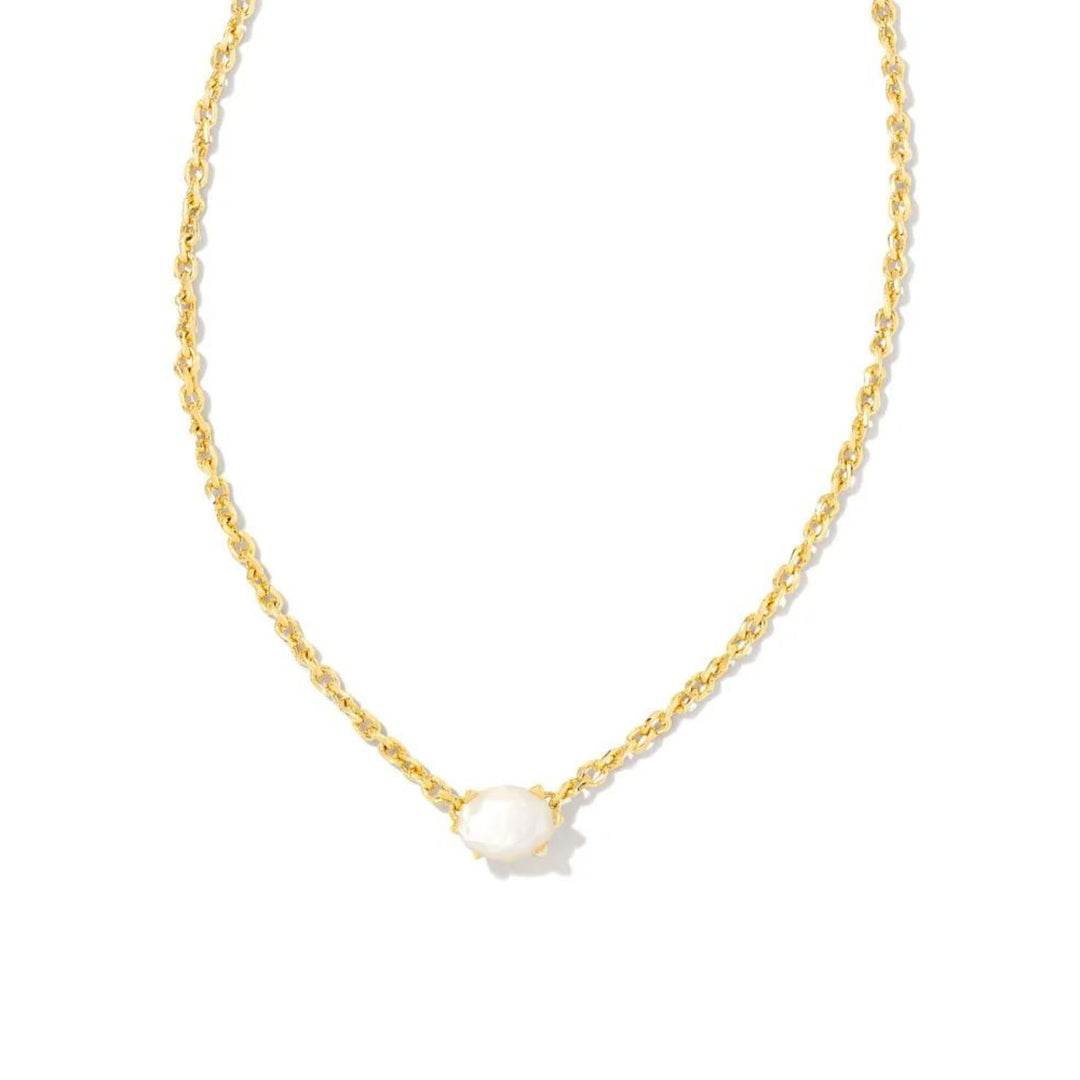 Cailin Gold Pendant Necklace in Ivory Mother of Pearl Reed s