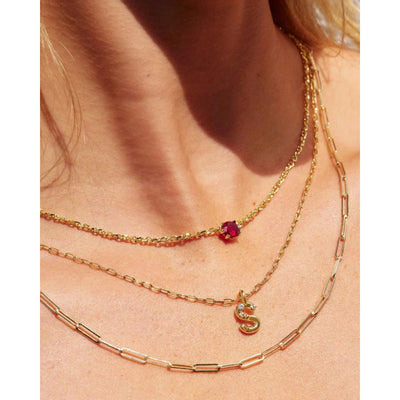 Cailin Gold Pendant Necklace in Red Crystal