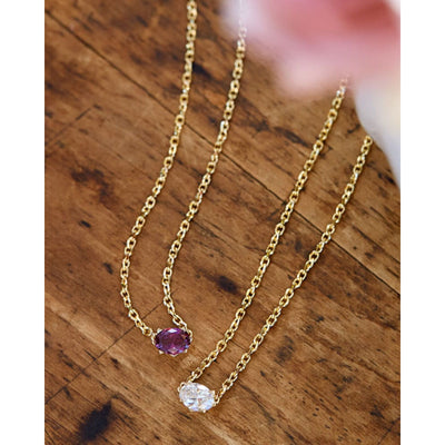 Cailin Gold Pendant Necklace in White Crystal