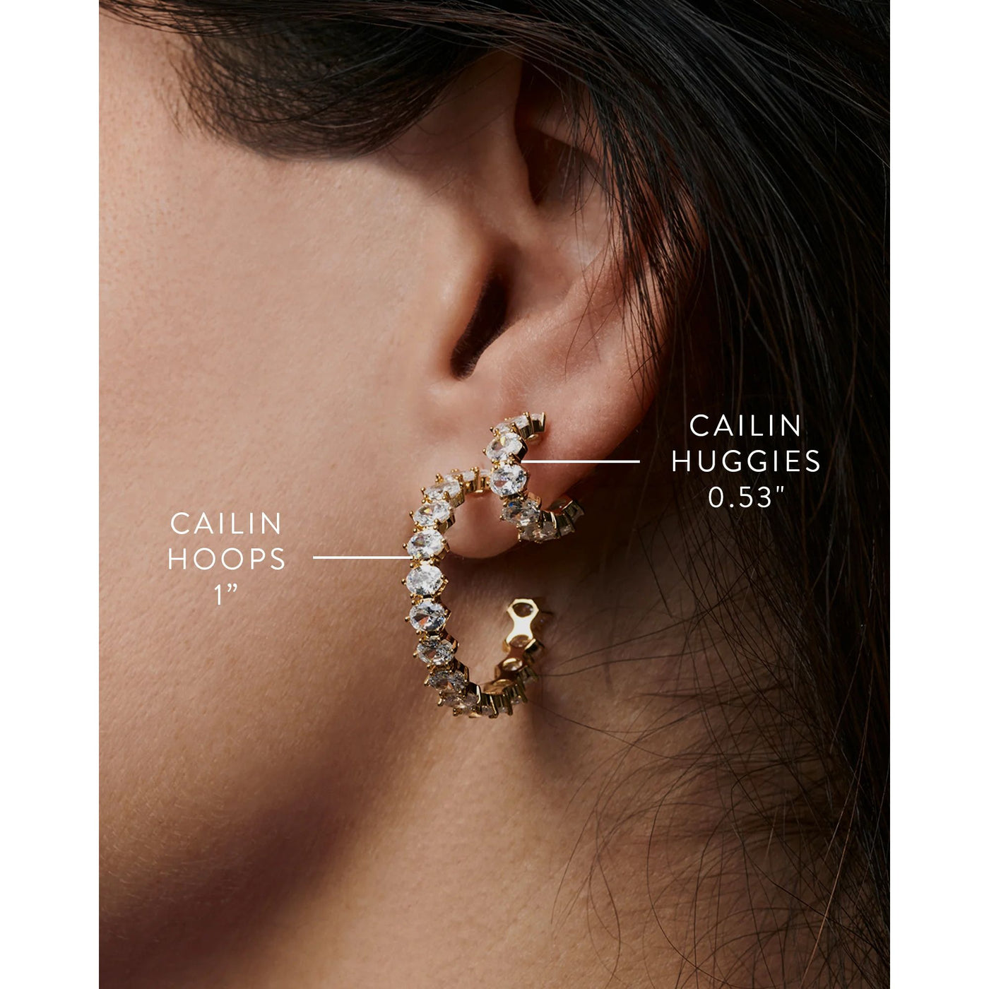 Cailin Silver Crystal Hoop Earrings in White CZ