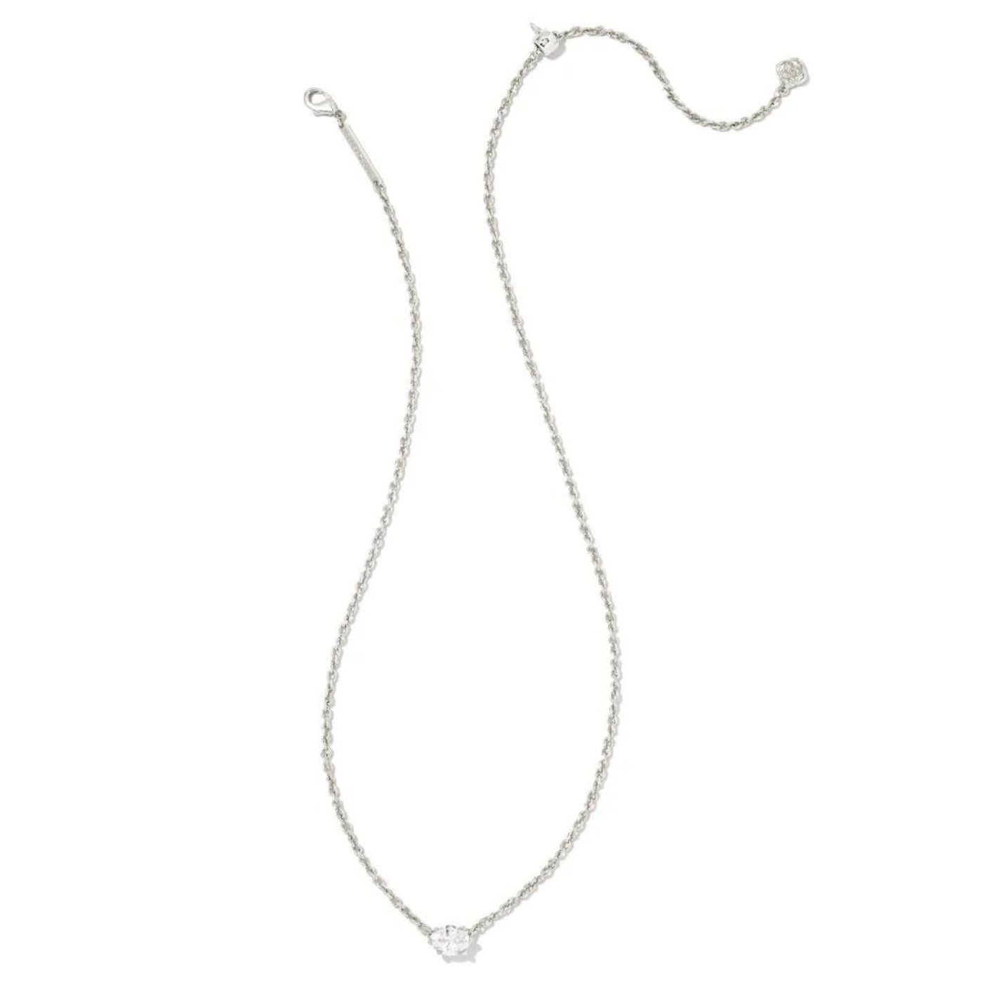 Cailin Silver Pendant Necklace in White Crystal