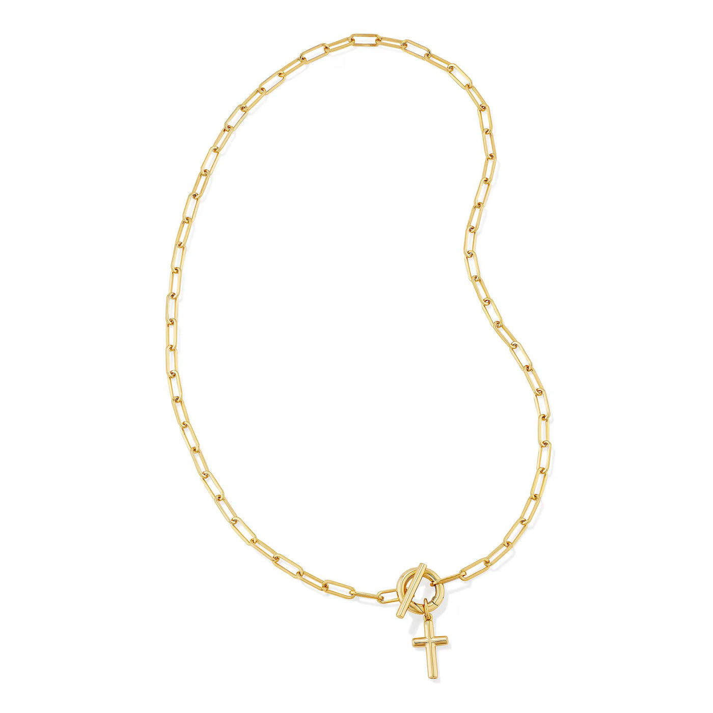 Cross Gold Link and Chain Necklace