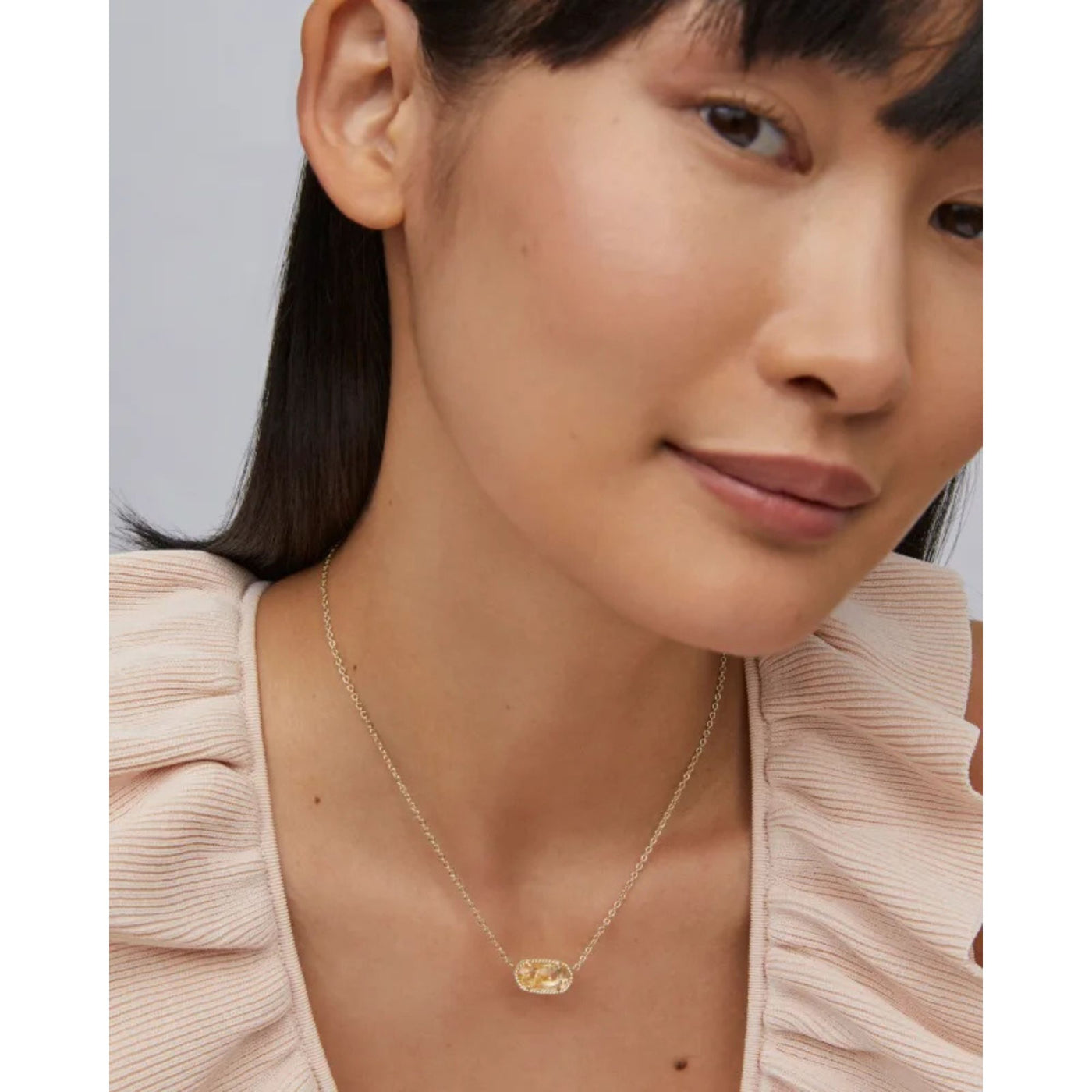 Elisa Gold Pendant Necklace in Citrine