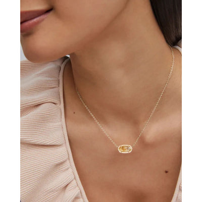 Elisa Gold Pendant Necklace in Citrine