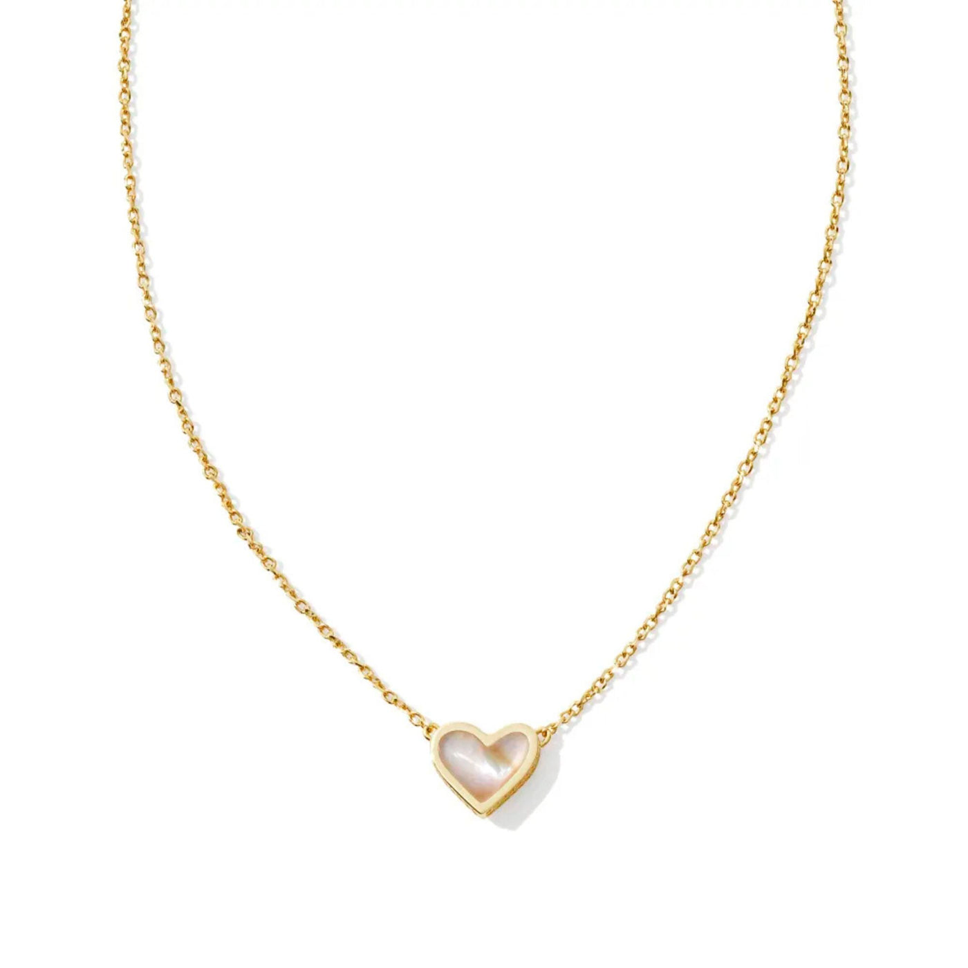 Framed Ari Heart Gold Short Pendant Necklace in Iridescent Abalone