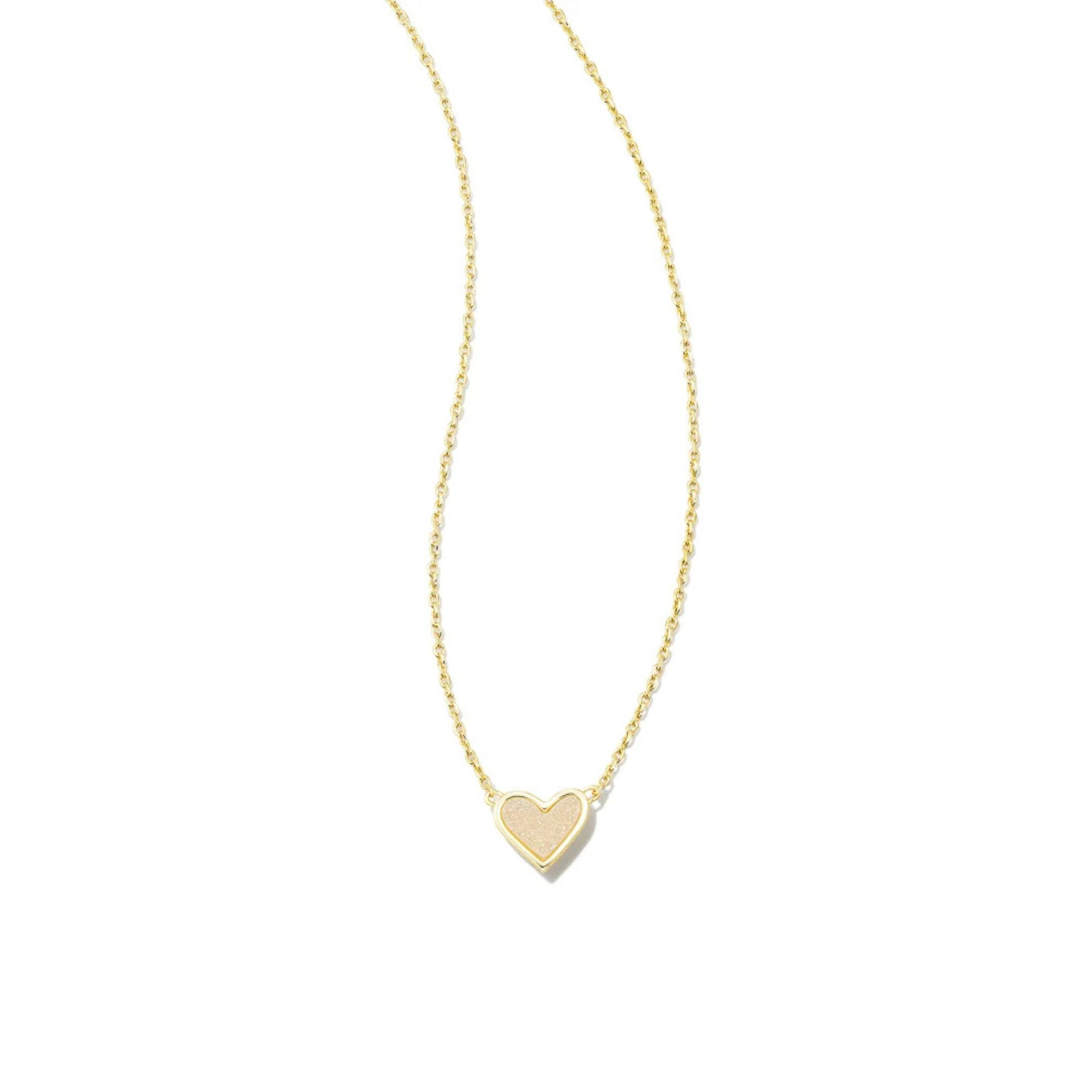 Framed Ari Heart Gold Short Pendant Necklace in Iridescent Drusy