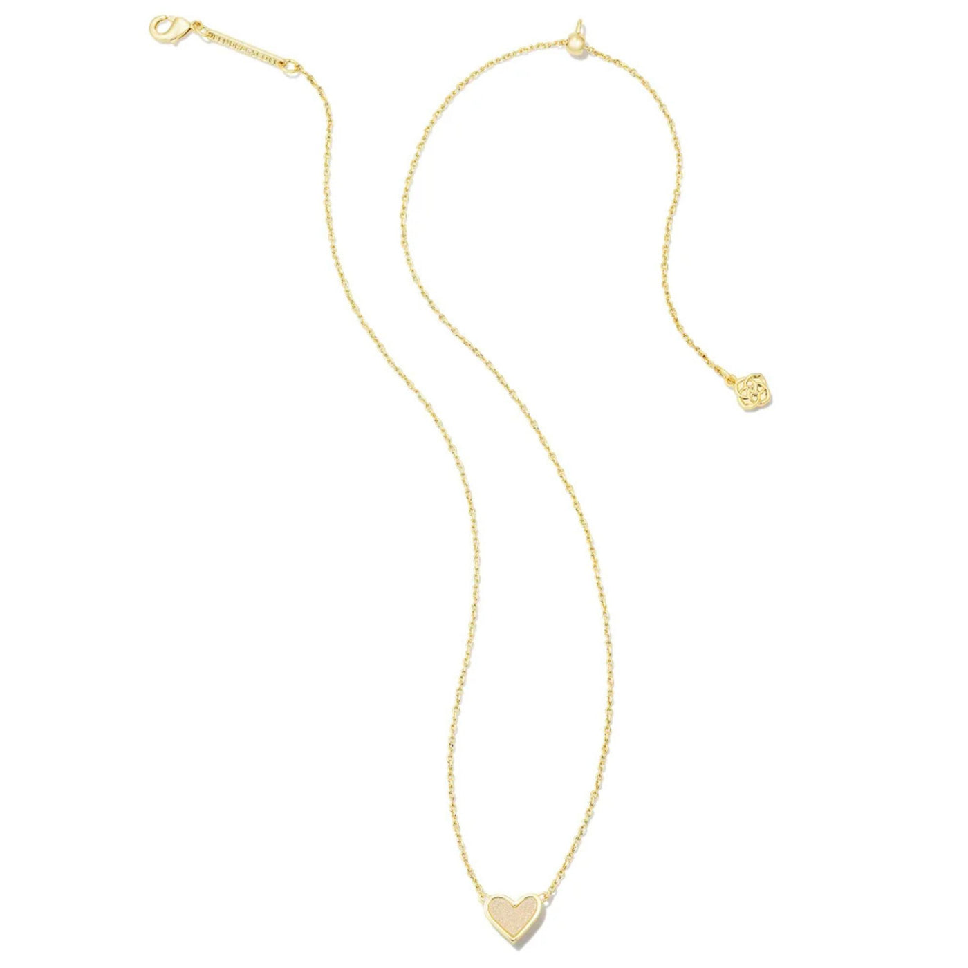 Framed Ari Heart Gold Short Pendant Necklace in Iridescent Drusy