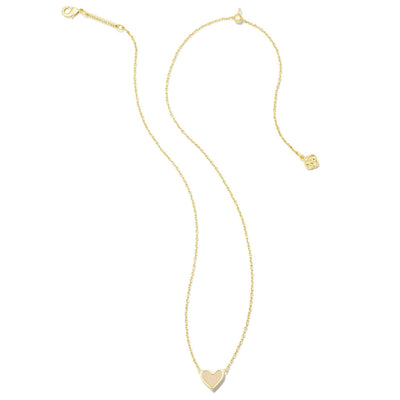 Framed Ari Heart Gold Short Pendant Necklace in Iridescent Drusy