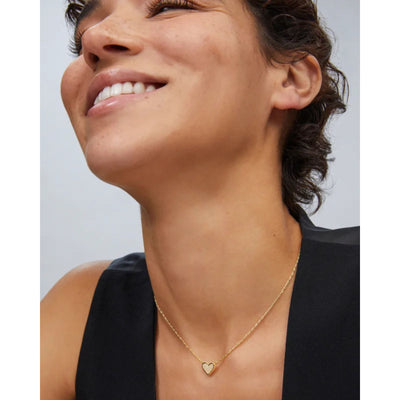 Framed Ari Heart Gold Short Pendant Necklace in Iridescent Drusy
