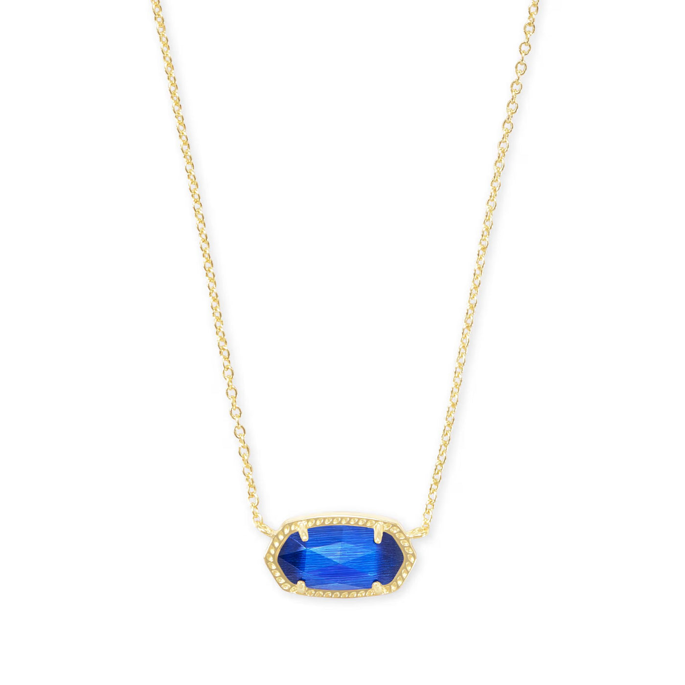 Elisa Gold Pendant Necklace in Cobalt Cat's Eye