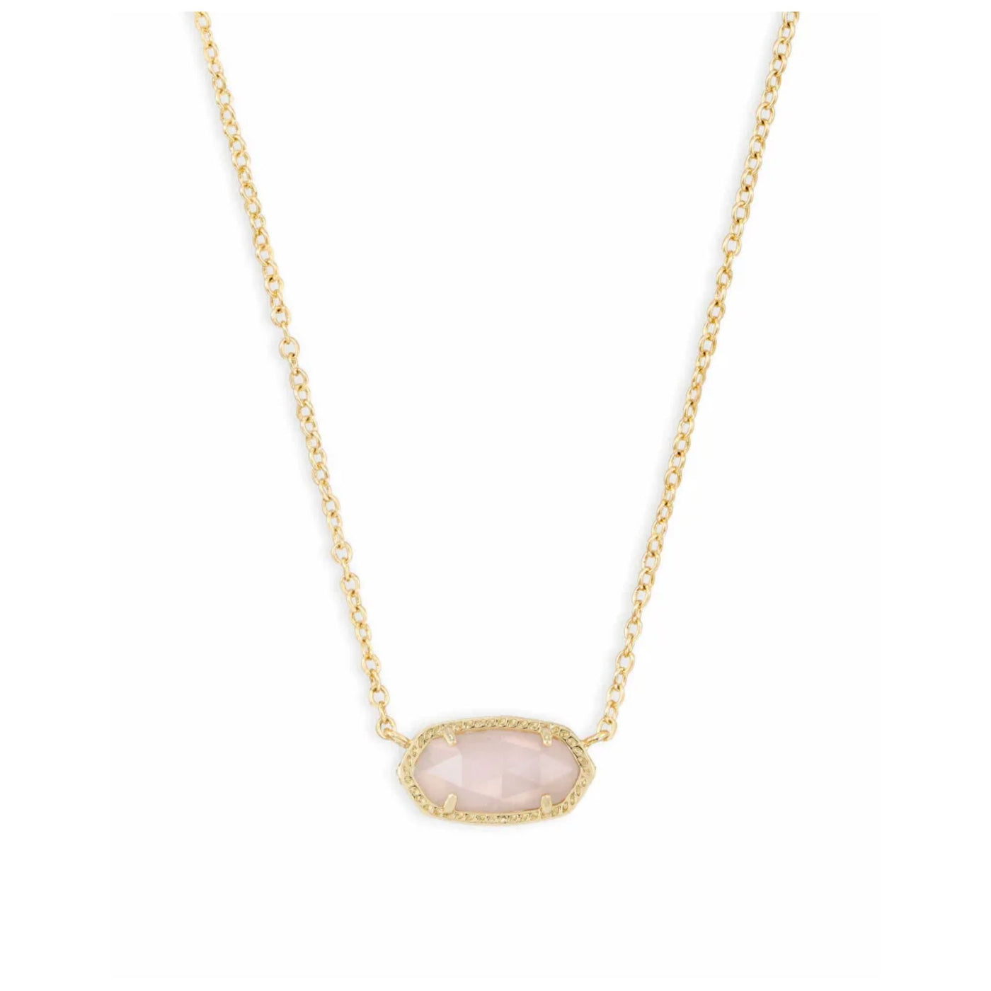 Elisa Gold Pendant Necklace in Rose Quartz