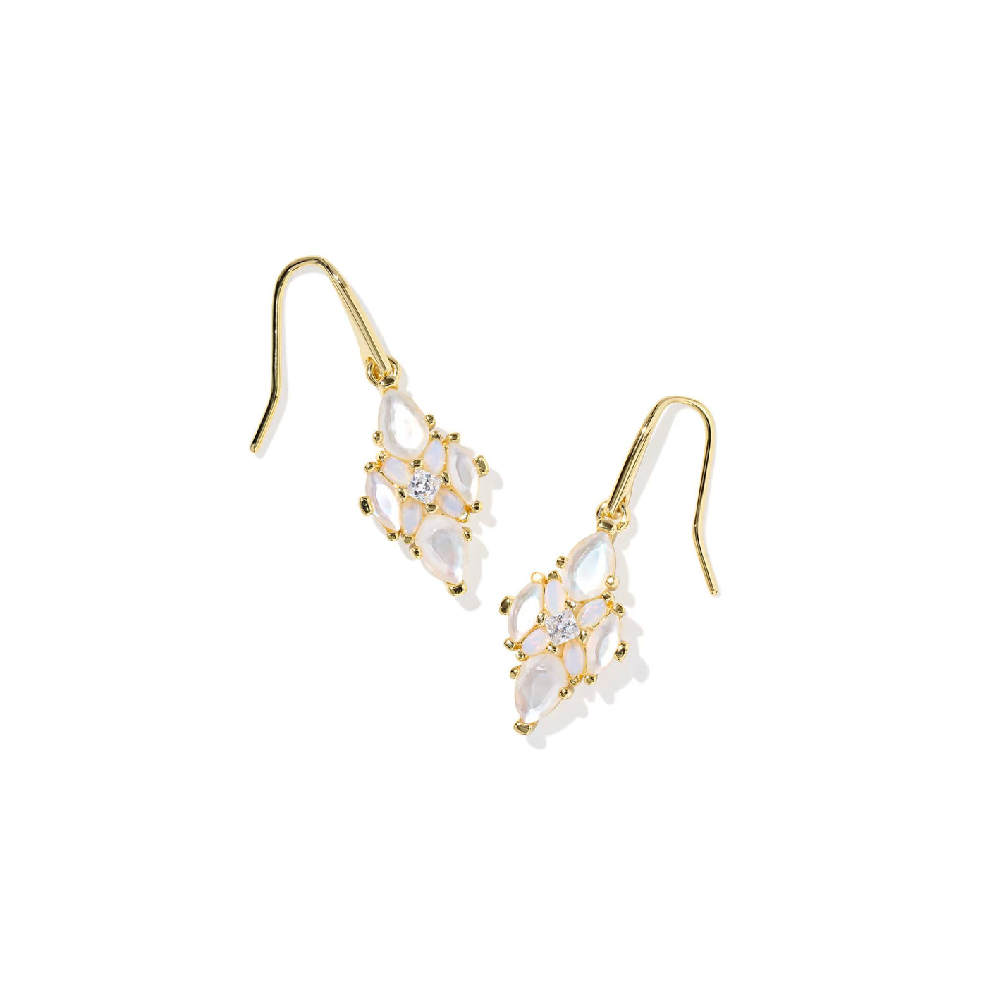 Abbie Gold Crystal Drop Earrings in Neutral Mix