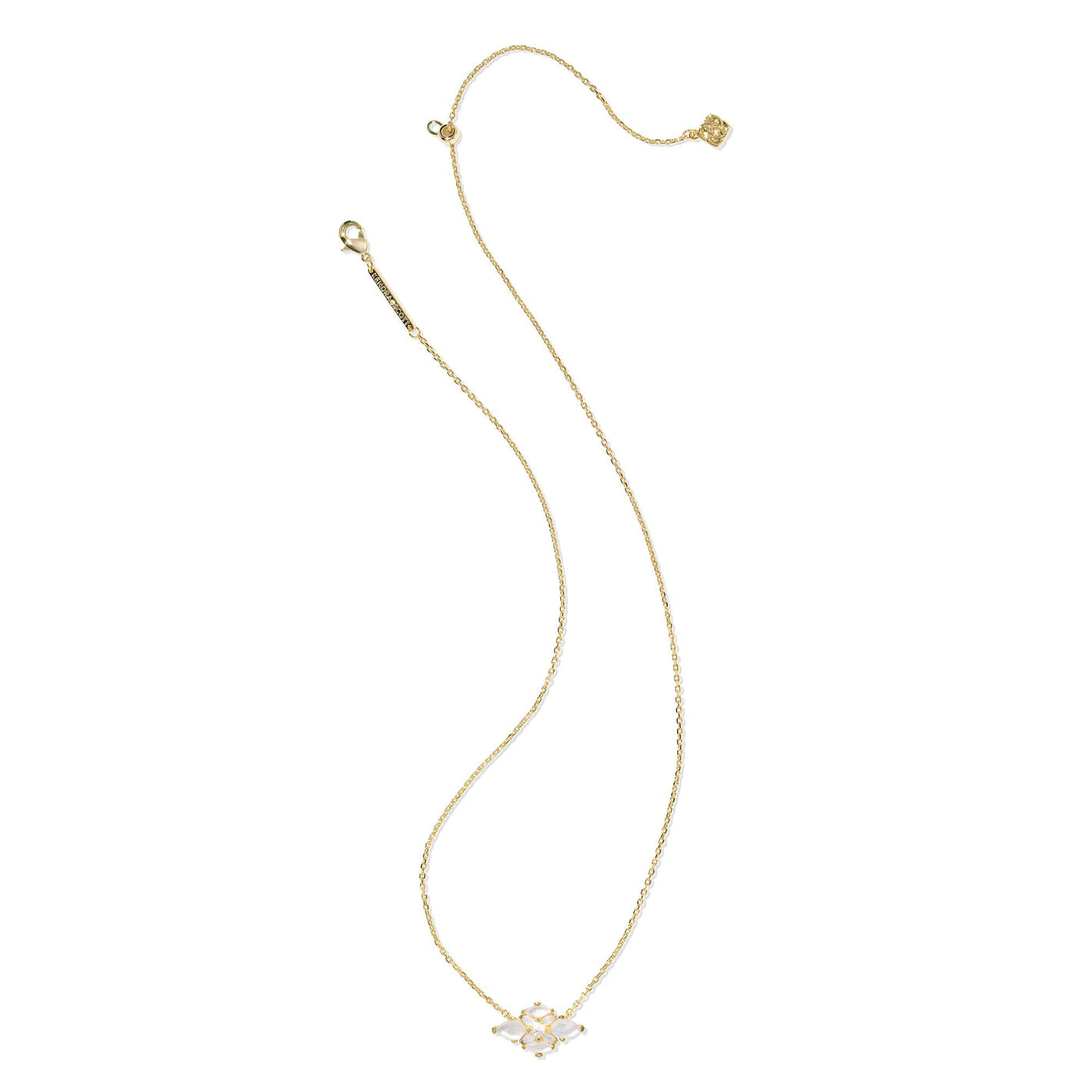 Abbie Gold Crystal Short Pendant Necklace in Neutral Mix