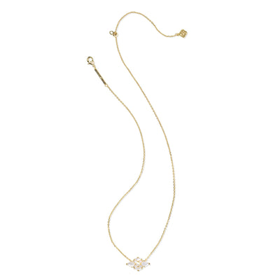 Abbie Gold Crystal Short Pendant Necklace in Neutral Mix