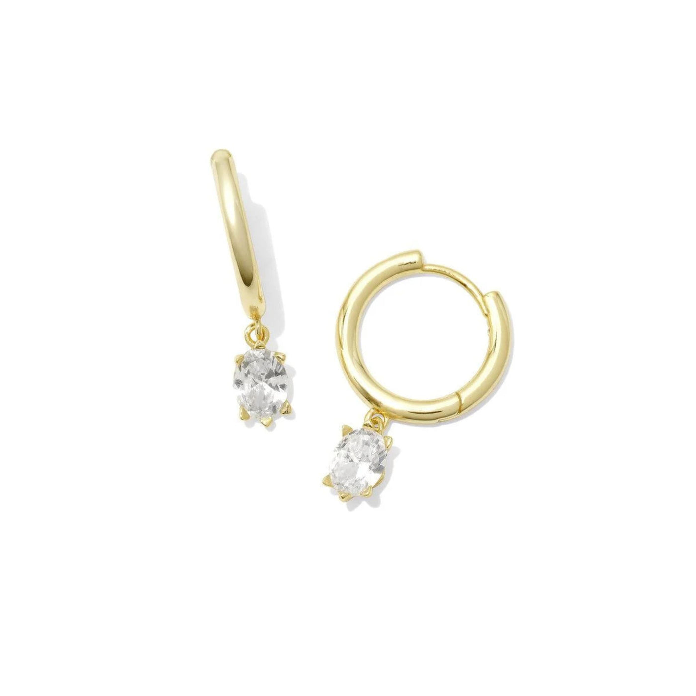 Cailin Single Stone Huggie Gold White Crystal