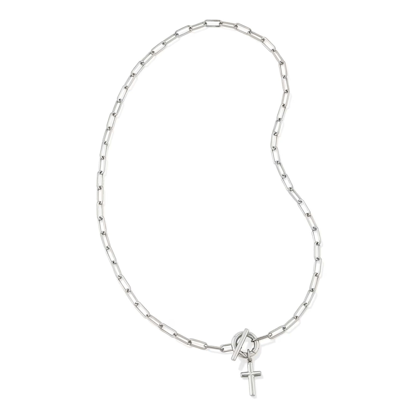 Cross Silver Link and Chain Necklace