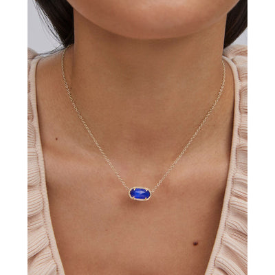 Elisa Gold Pendant Necklace in Cobalt Cat's Eye