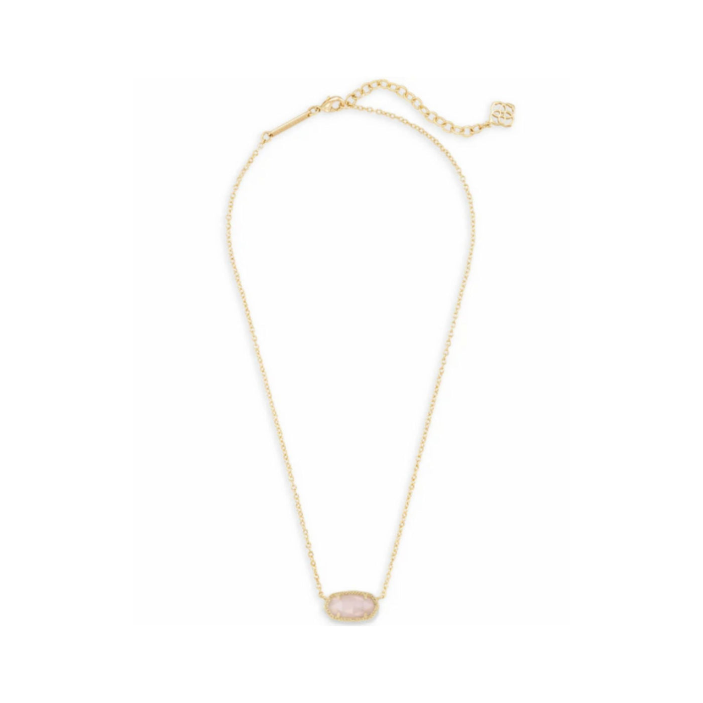 Elisa Gold Pendant Necklace in Rose Quartz