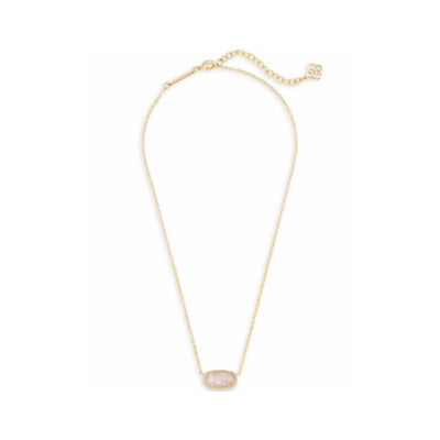Elisa Gold Pendant Necklace in Rose Quartz