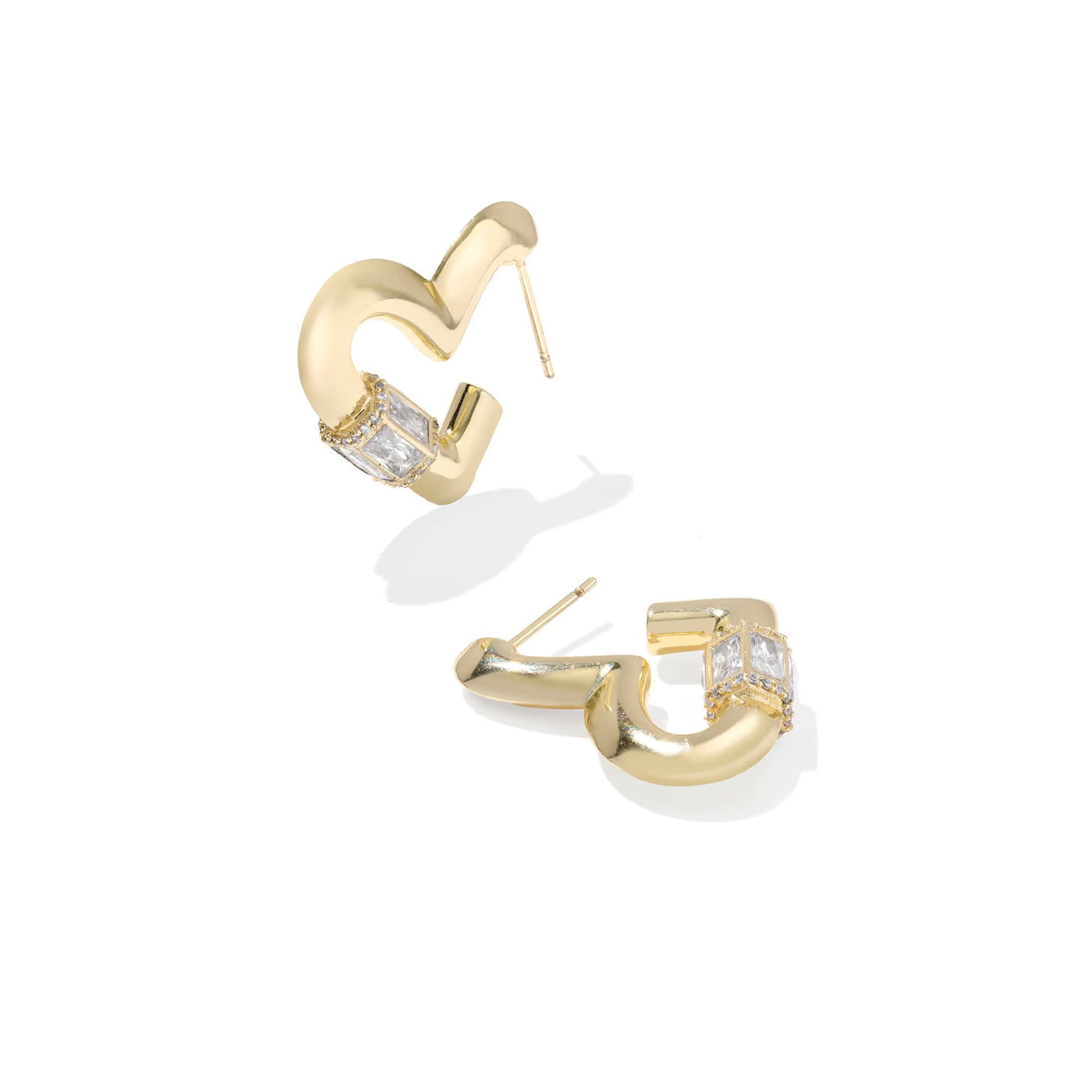 Emery Heart Gold Hoop Earrings