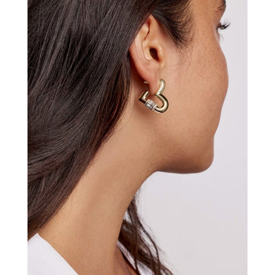 Emery Heart Gold Hoop Earrings