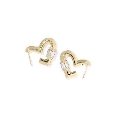 Emery Heart Gold Hoop Earrings