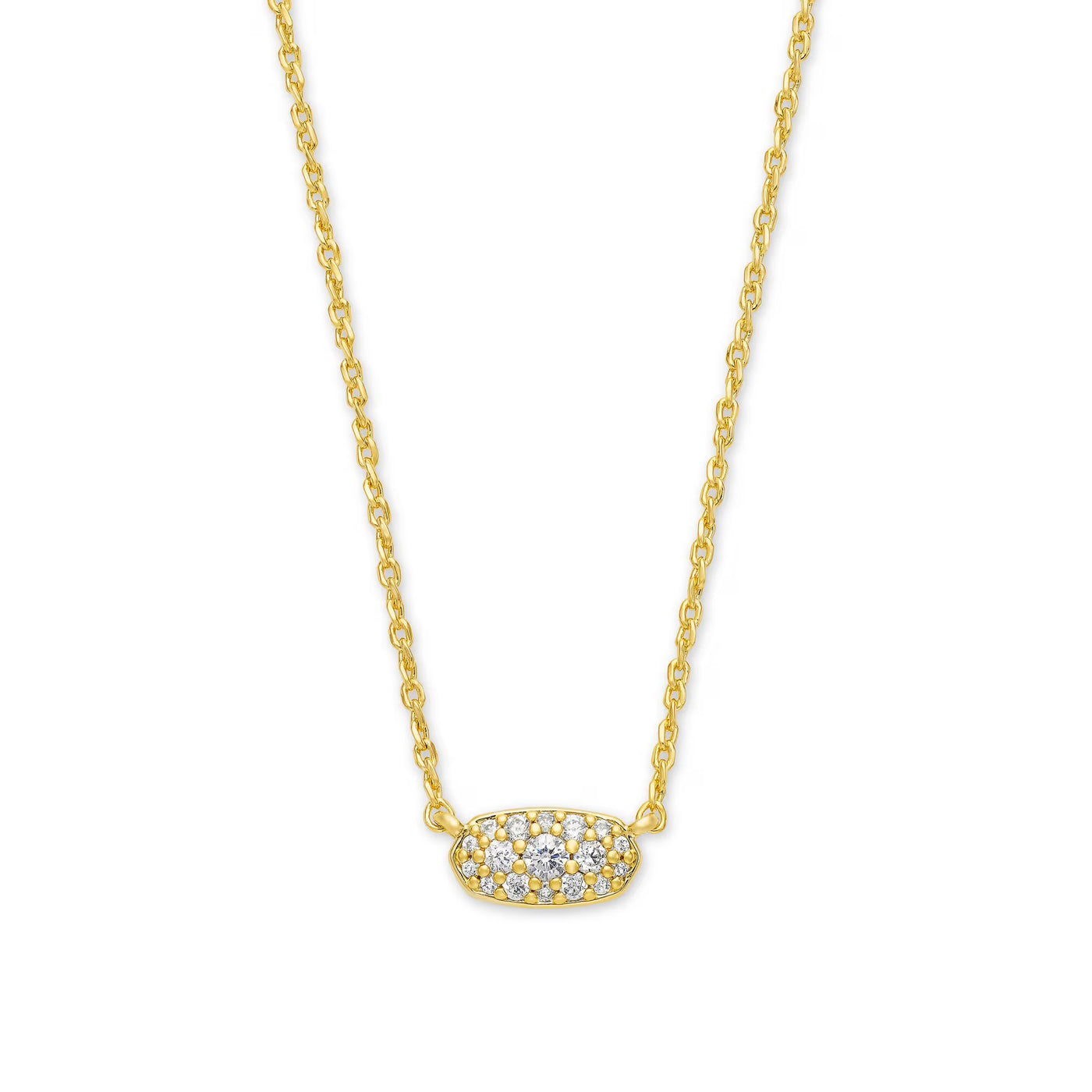 Grayson Gold Pendant Necklace in White CZ