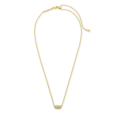 Grayson Gold Pendant Necklace in White CZ