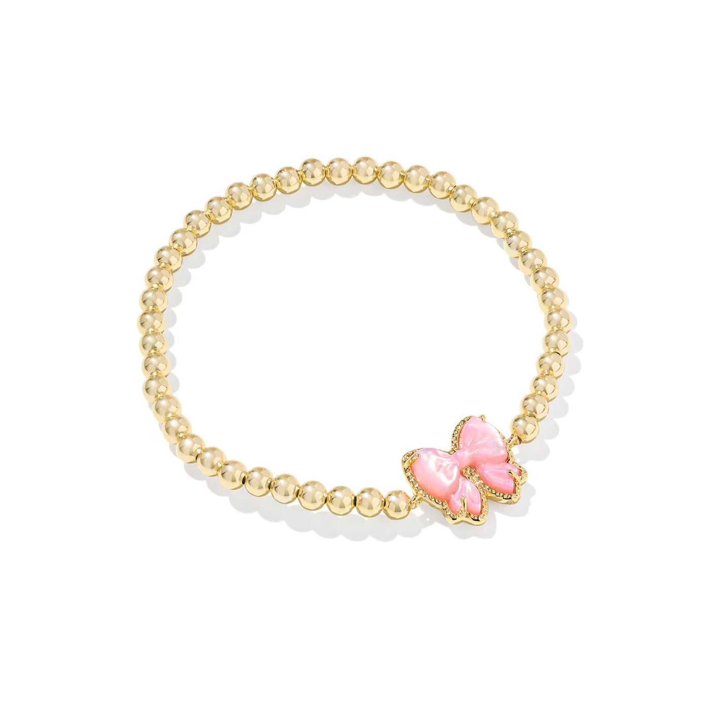 Haley Bow Gold Stretch Bracelet in Blush Mother-of-Pearl