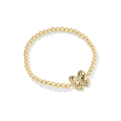 Haley Bow Gold Stretch Bracelet in Blush Mother-of-Pearl