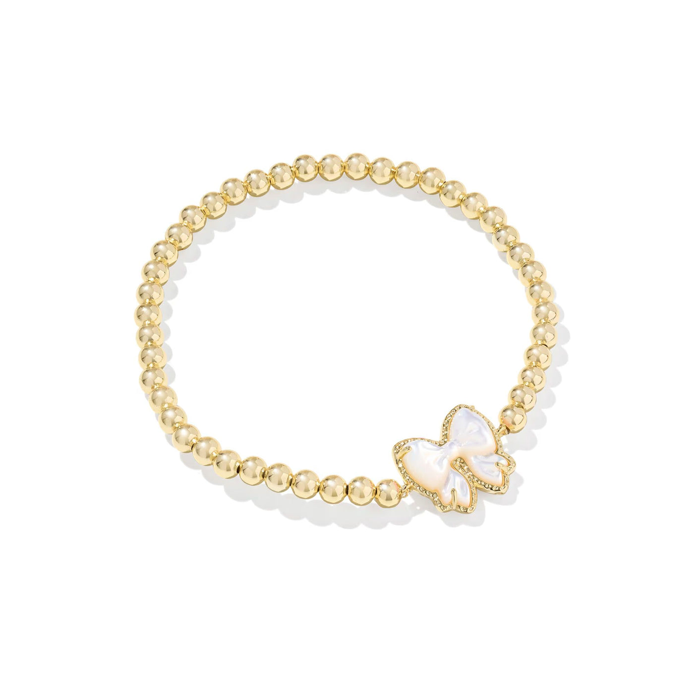 Haley Bow Gold Stretch Bracelet in Ivory Mother-of-Pearl
