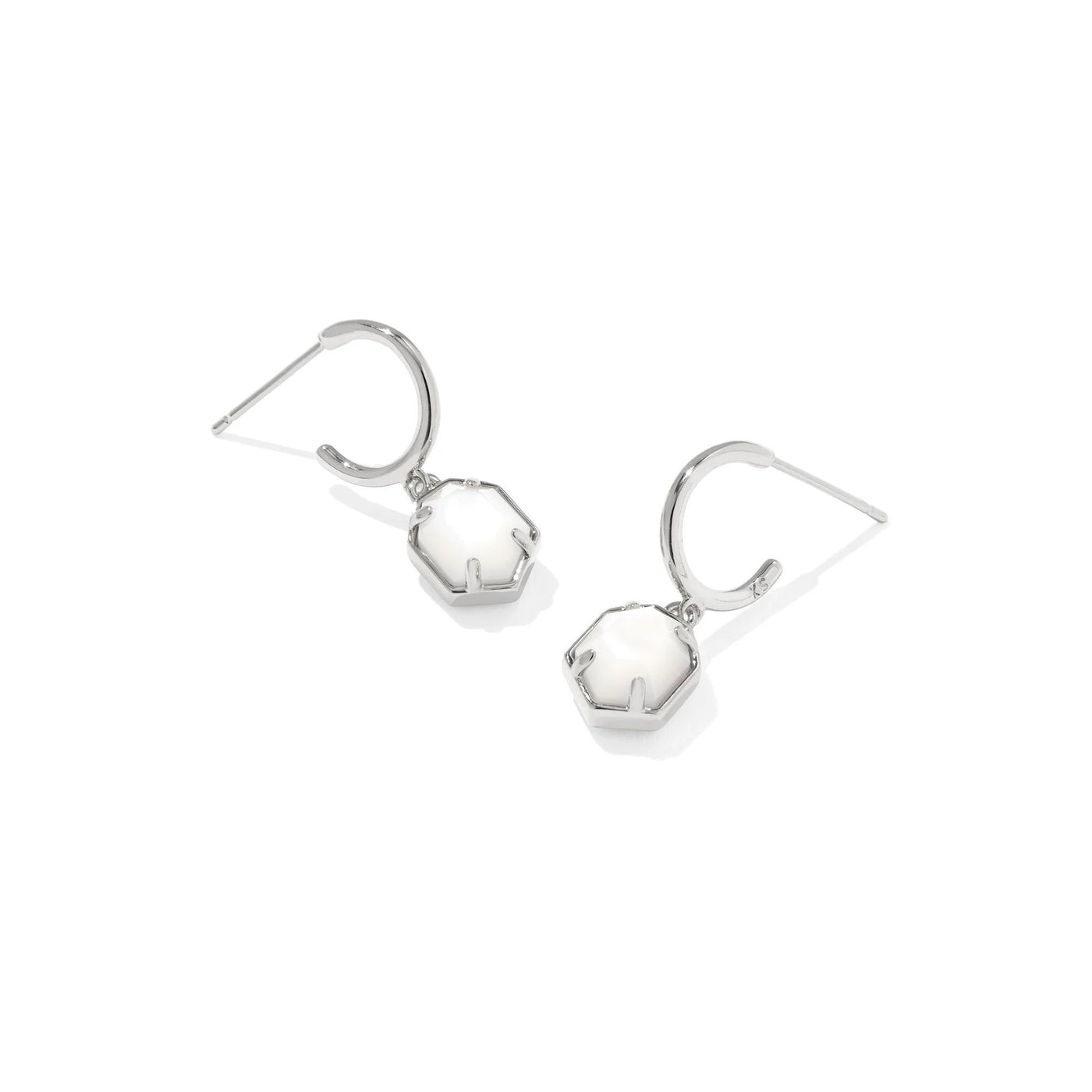 Tomon Huggie Earrings in Silver Ivory Mother Of Pearl