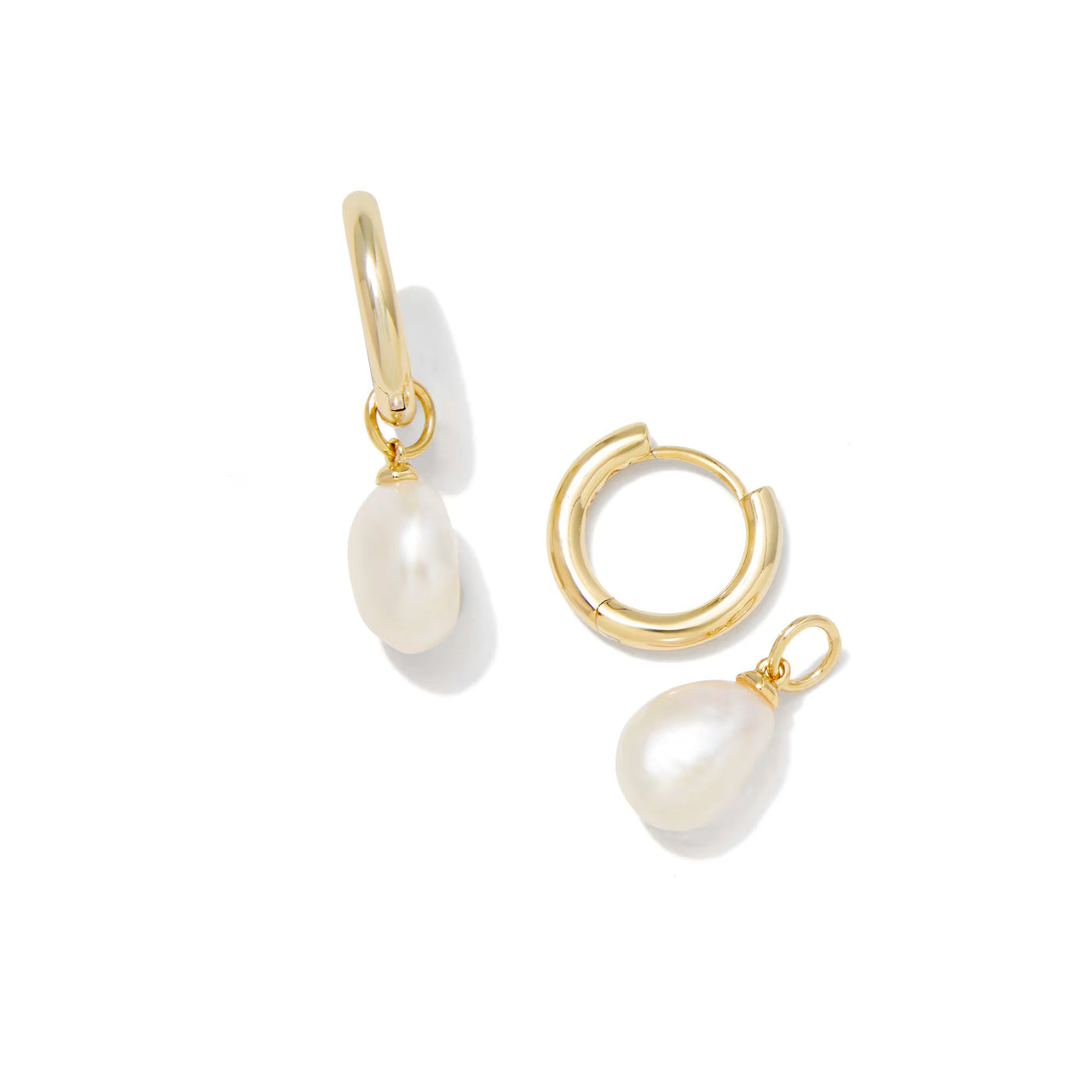 Willa Gold Pearl Huggie Earrings in Freshwater Cultured Pearl