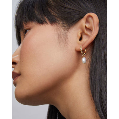 Willa Gold Pearl Huggie Earrings in Freshwater Cultured Pearl
