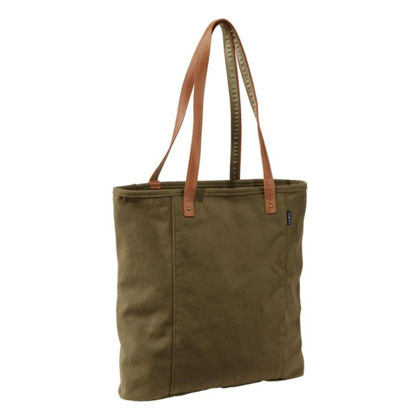 Leather-Handle Essential Tote Bag Antique Olive Dark Mushroom