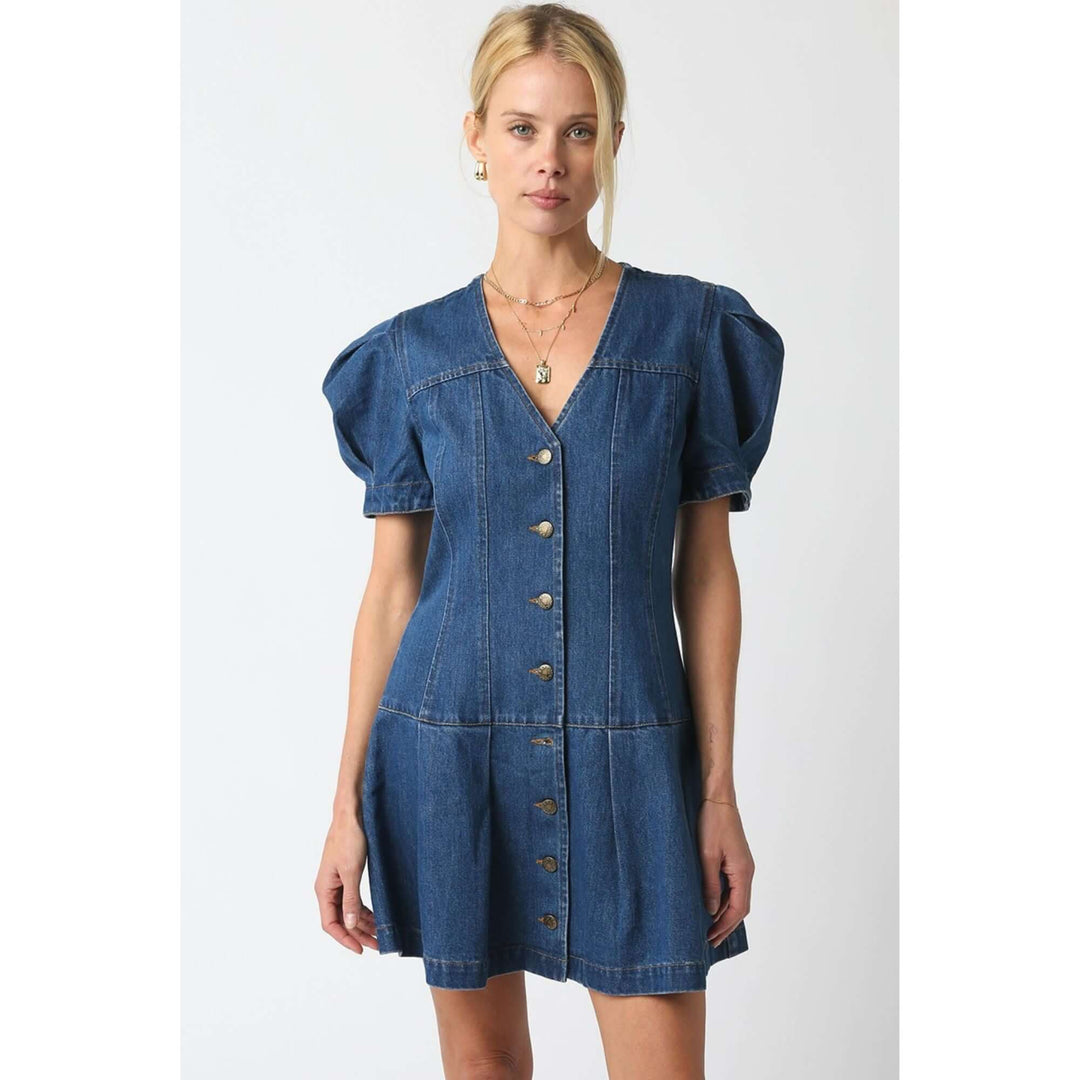 white christmas dresses Olivaceous Madelyn Denim Midi Dress main image 0