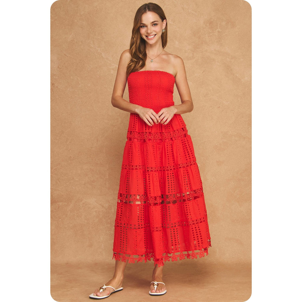 Eyelet Lace Tube Dress
