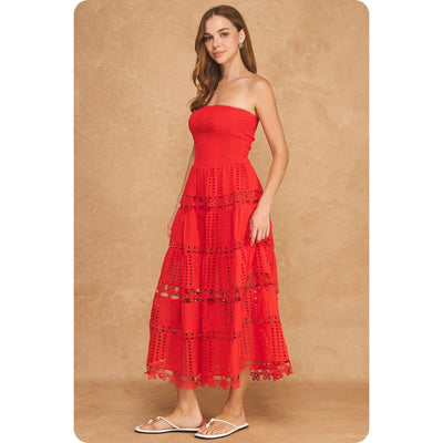 Eyelet Lace Tube Dress