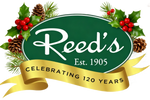 Reed's logo with Christmas garland decorations 