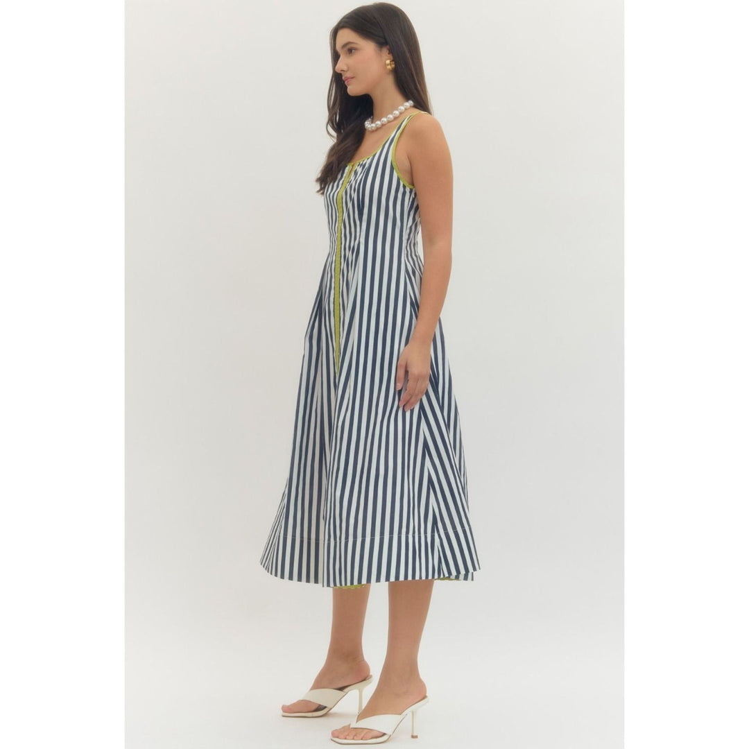 striped sleeveless midi dress Cupshe Limeade Striped Midi Dress - Green
