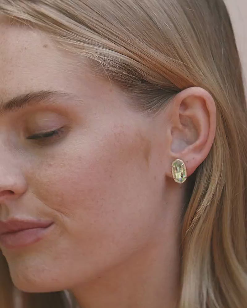 Ellie Gold Stud Earrings in Dichroic Glass