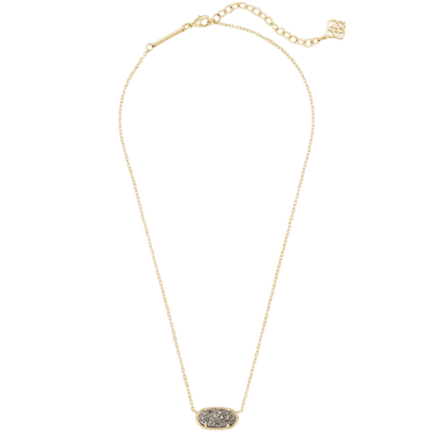 Elisa Gold Pendant Necklace in Platinum Drusy